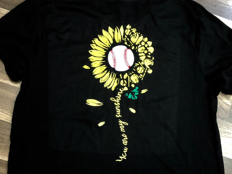 Baseball Sunflower Shirt Infant, Toddler, Youth, Adult - Paisley Bows