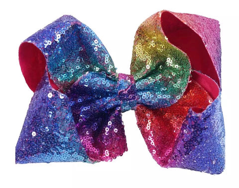 SALE Rainbow sequin Hair bow - Paisley Bows