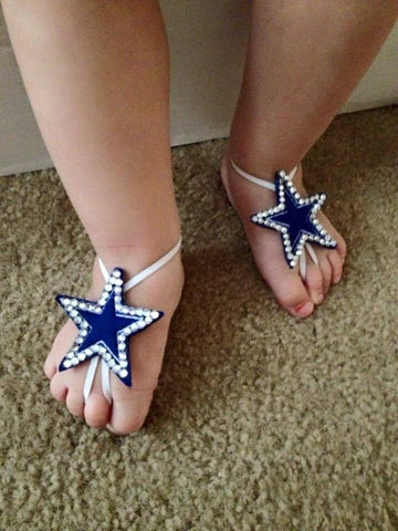 Rhinestone Dallas Cowboys Barefoot Sandals - Paisley Bows