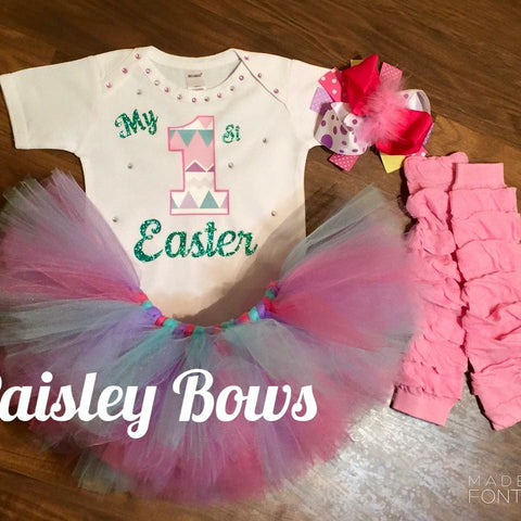 My First Easter Tutu Outfit - Paisley Bows