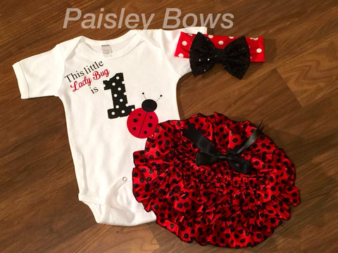 Ladybug First Birthday Skirted Bloomer Outfit - Paisley Bows