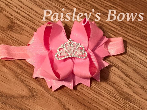 Pink Princess Bow or headband - Paisley Bows