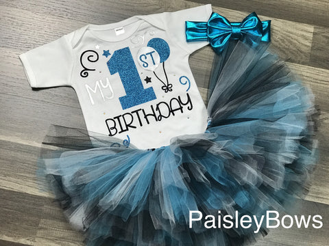 Turquoise 1st Birthday Tutu Outfit - Paisley Bows