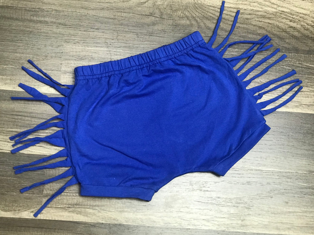 Blue Fringe Shorts - Paisley Bows