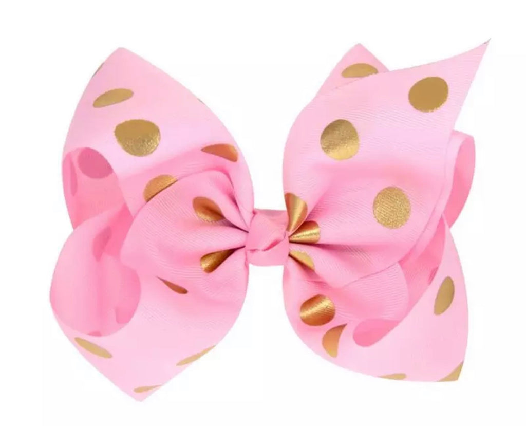 Pink And Gold Polka Dot Bow - Paisley Bows