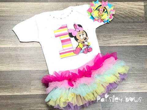 Baby Minnie 1st Birthday Outfit - Paisley Bows