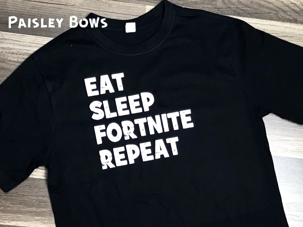 Eat Sleep Fortnite Repeat - Paisley Bows