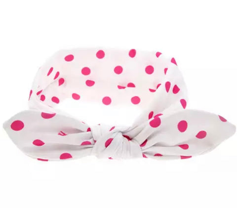 White And Pink Top Knot Headband - Paisley Bows