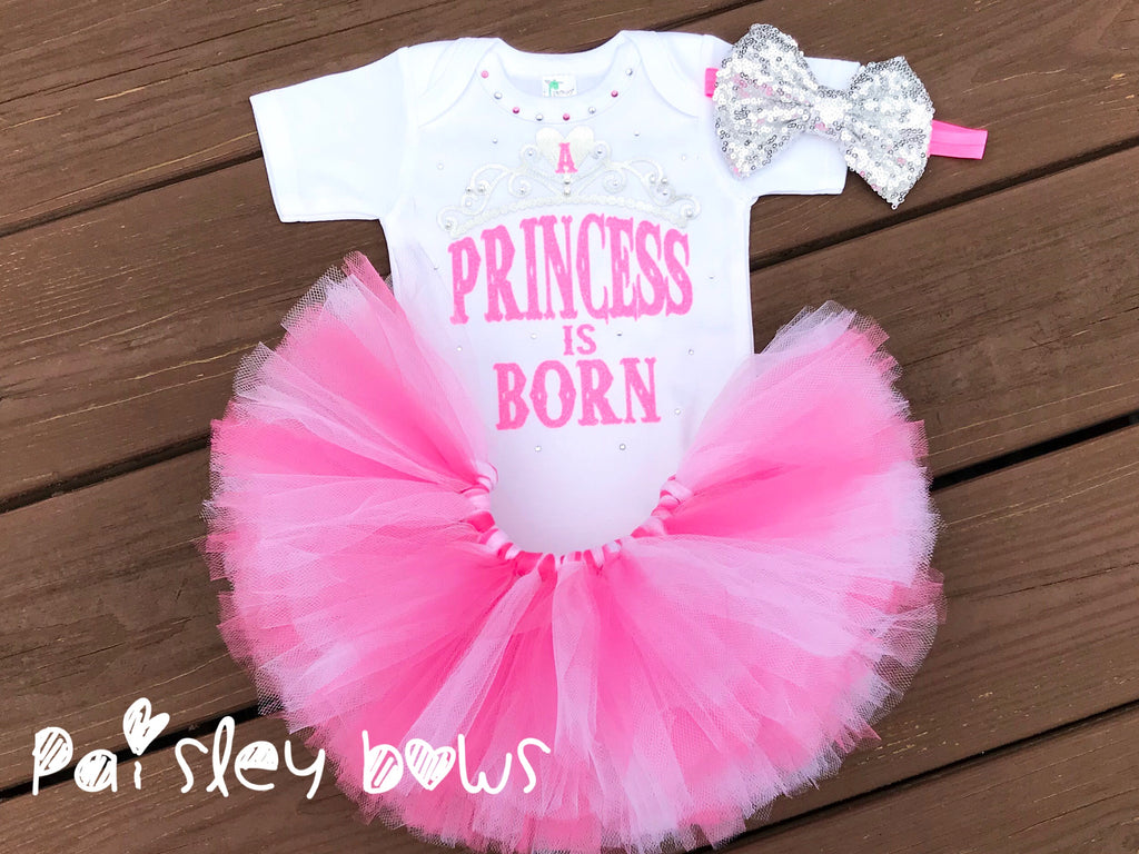 A Princess Is Born Tutu Outfit - Paisley Bows