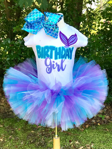 Mermaid Birthday Girl Tutu Outfit - Paisley Bows