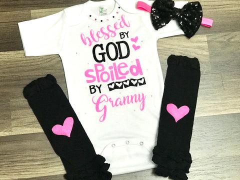 Blessed By God Spoiled By Granny - Paisley Bows