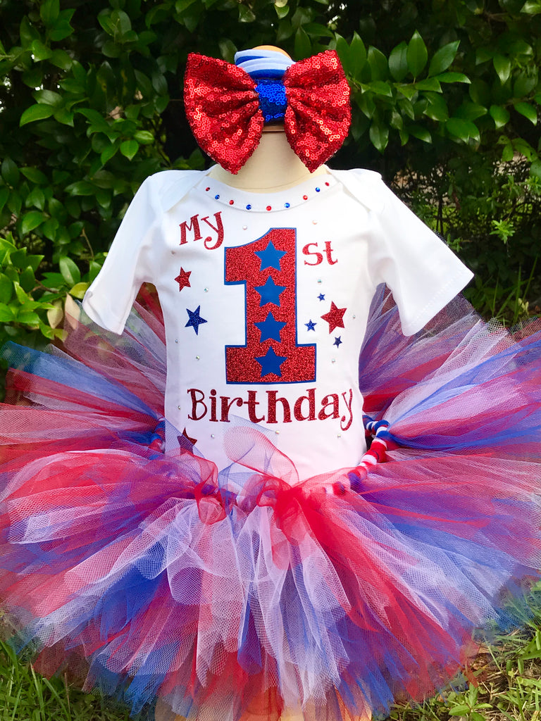 My First Birthday Patriotic Tutu Outfit - Paisley Bows