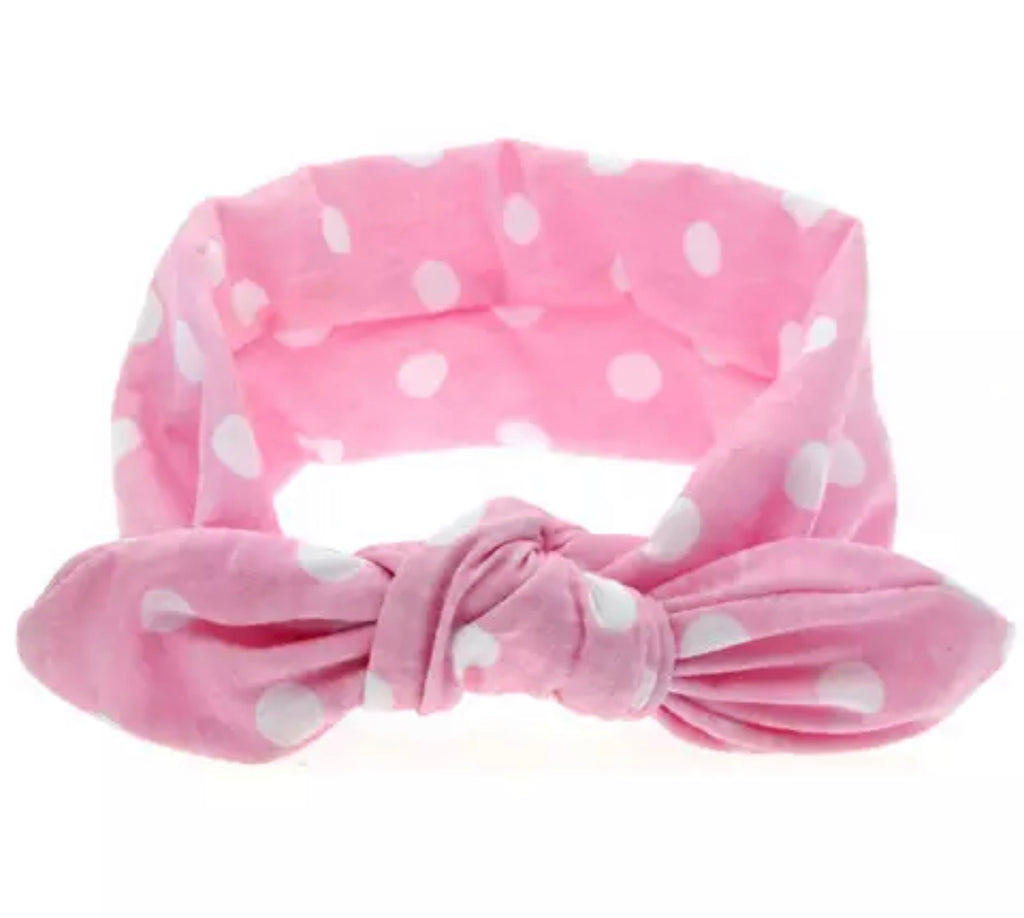 Light Pink And White Top Knot Headband - Paisley Bows
