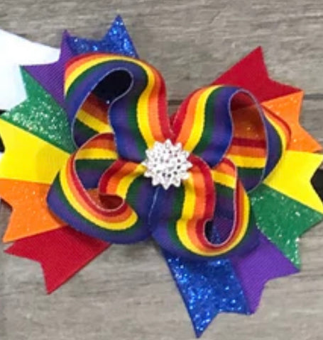 Rainbow hair bow or headband