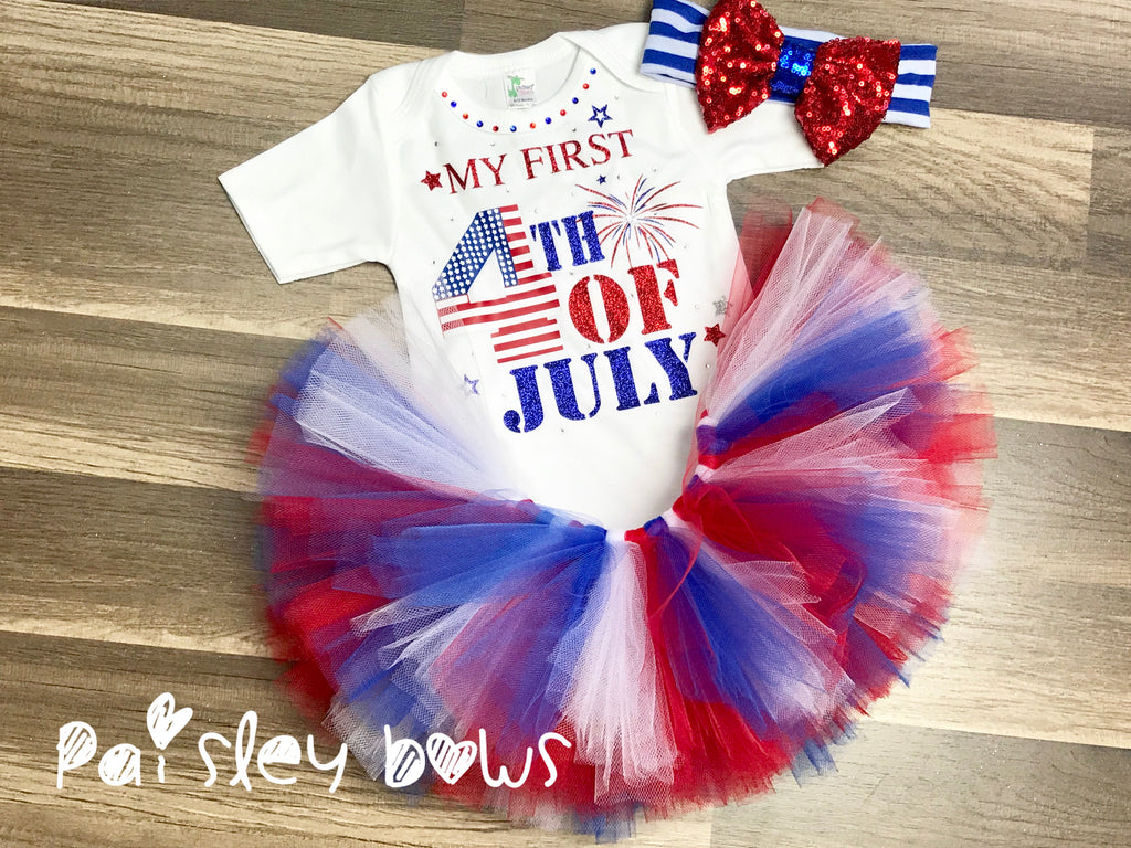 My First 4th Of July Tutu Set - Paisley Bows