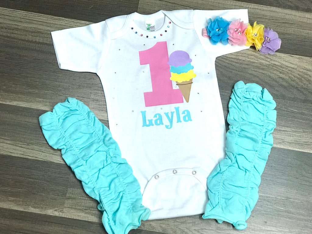 Ice Cream 1st Birthday Outfit - Paisley Bows