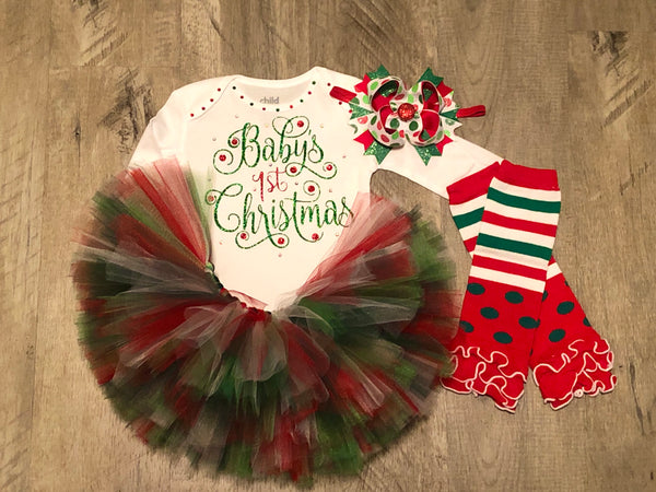 Baby’s First Christmas Tutu Outfit - Paisley Bows