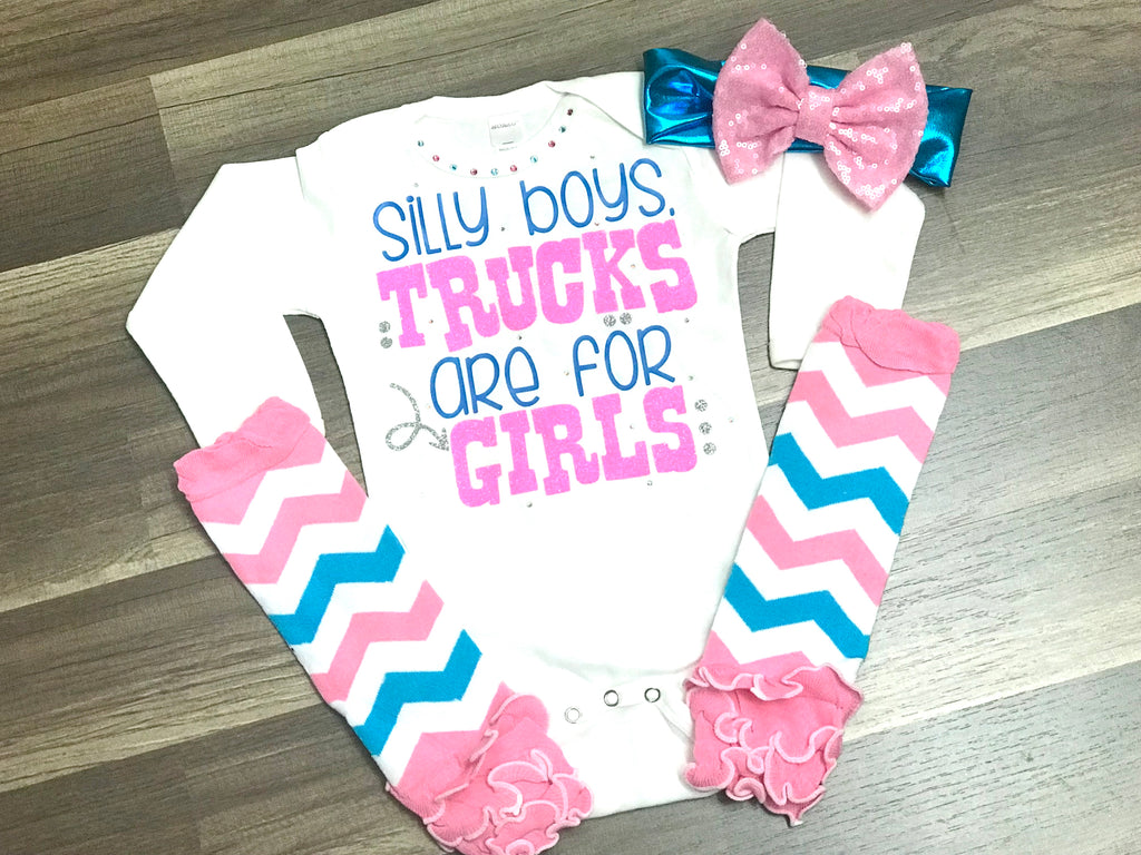 Silly Boys Trucks Are For Girls - Paisley Bows