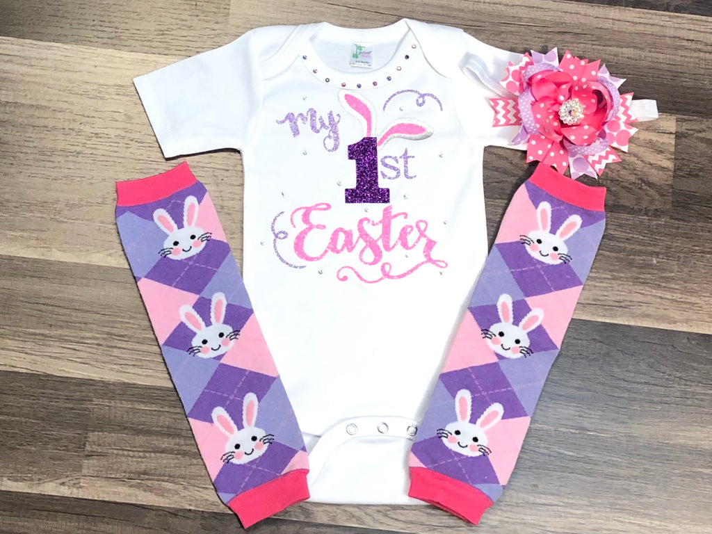 1st Easter Bodysuit Or Outfit - Paisley Bows