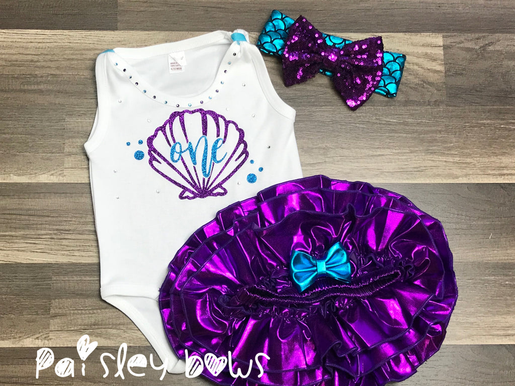 Mermaid First Birthday Outfit - Paisley Bows