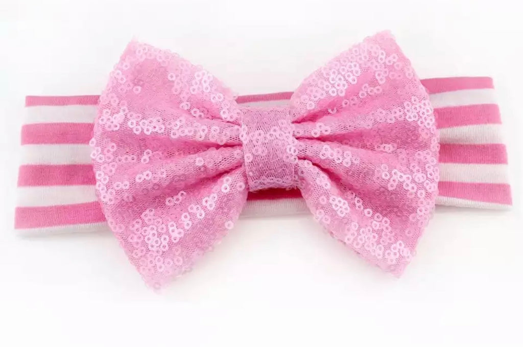 Pink Sequin Bow Headband - Paisley Bows