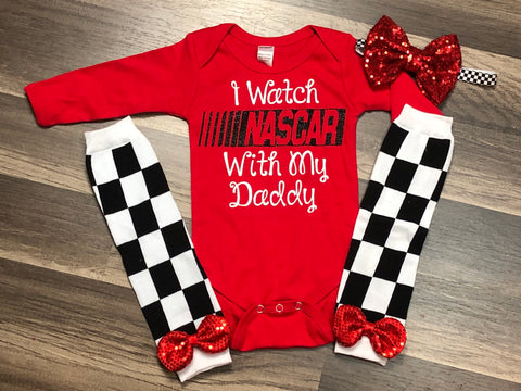 I watch NASCAR with my Daddy - Paisley Bows
