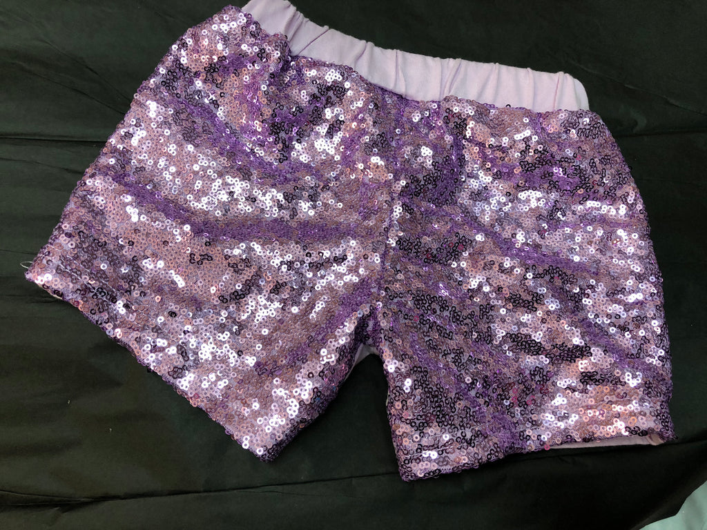 Lavender sequin shorts