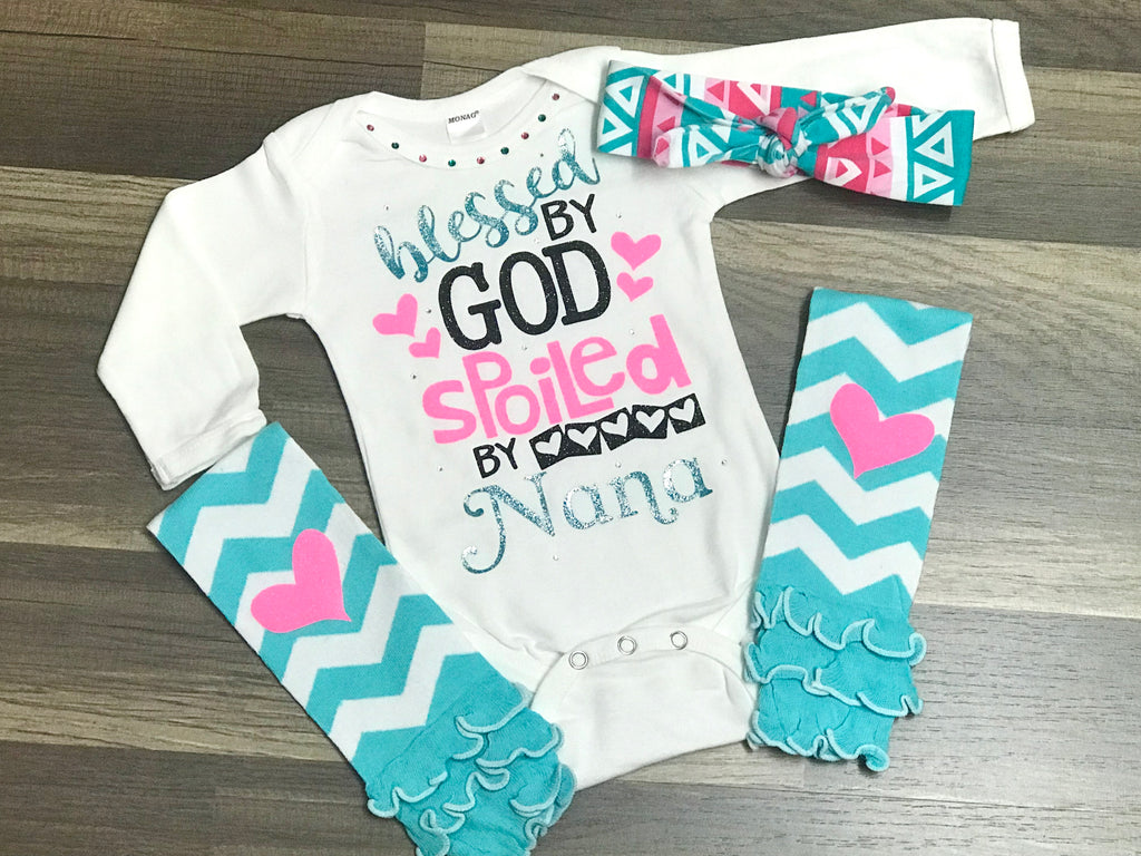 Blessed By God Spoiled By Nana - Paisley Bows