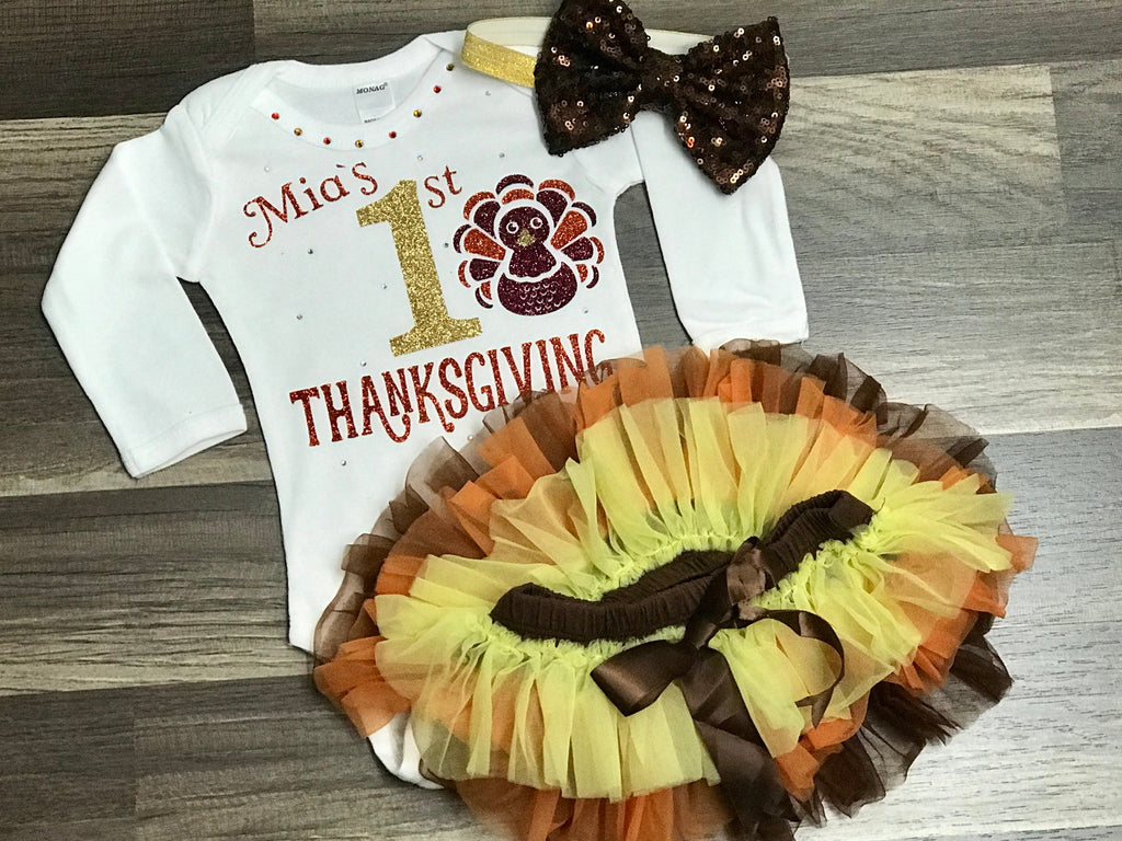 Personalized 1st Thanksgiving onesie ONLY - Paisley Bows