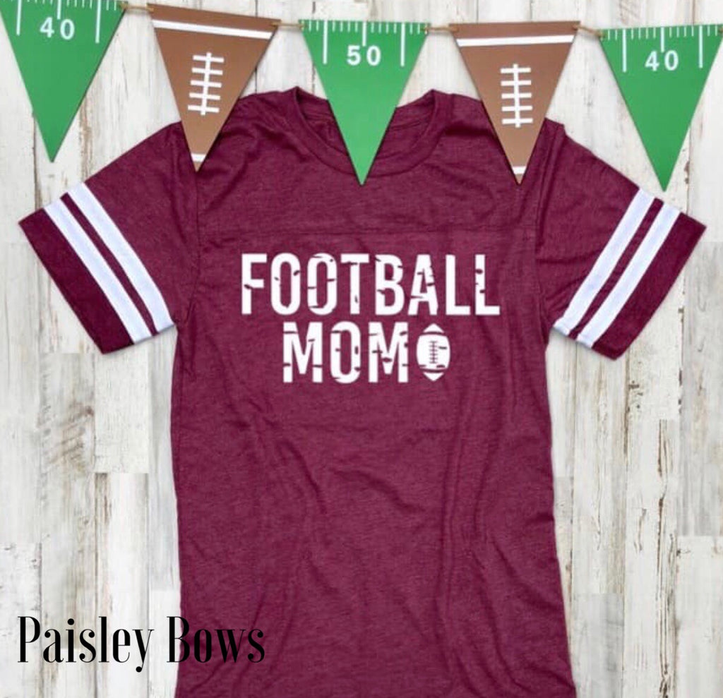 Customizable Football Mom Shirt - Paisley Bows