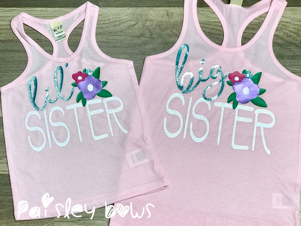 Big or Little Sister Tank top - Paisley Bows