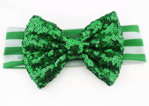 Green Sequin Bow Headband - Paisley Bows