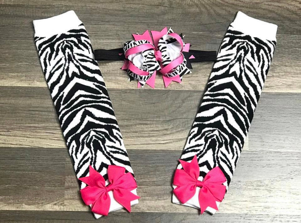 Zebra Print Leg Warmers Or Hair Bow - Paisley Bows
