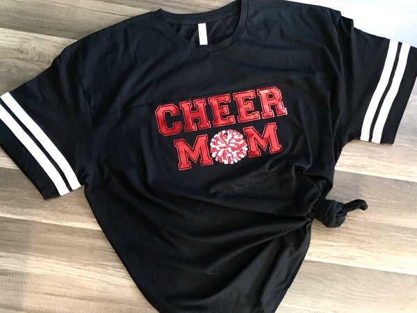 Customizable Cheer Mom Shirt - Paisley Bows