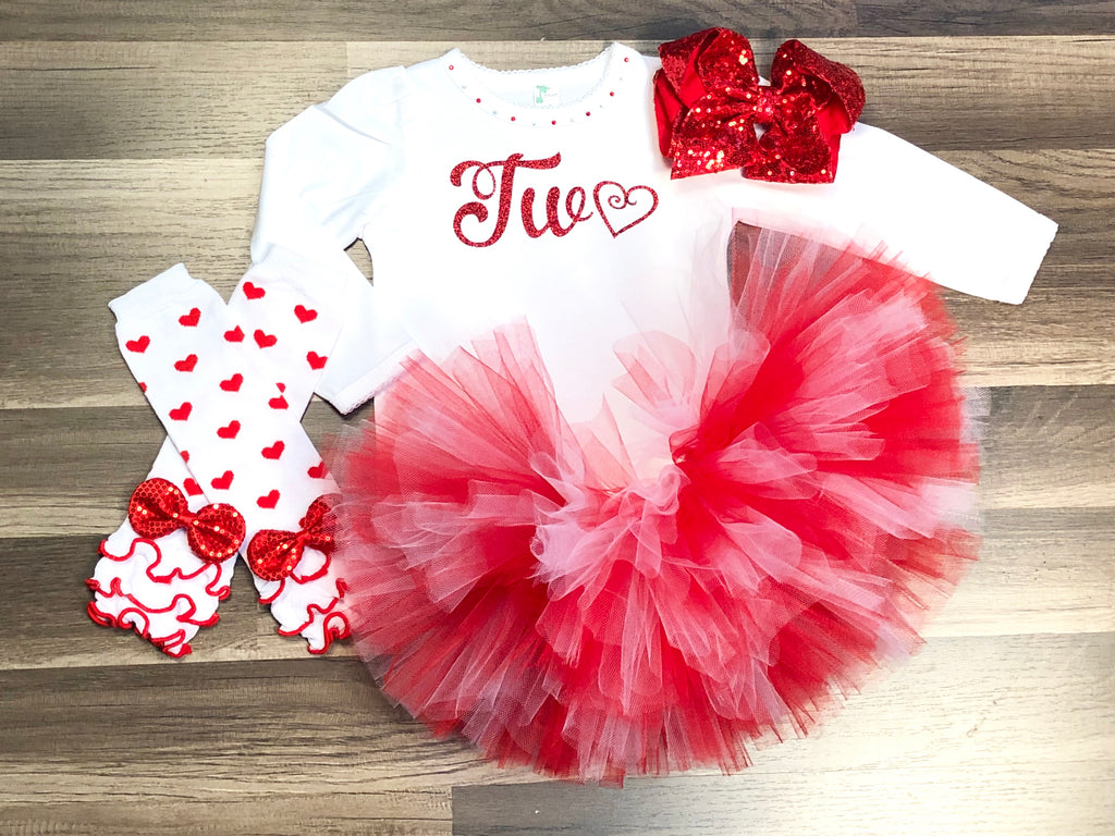 Red and White Second Birthday Tutu Outfit - Paisley Bows