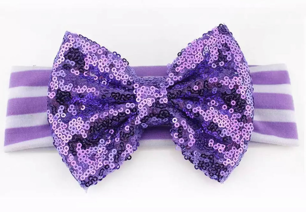 Lavender Sequin Bow Headband - Paisley Bows