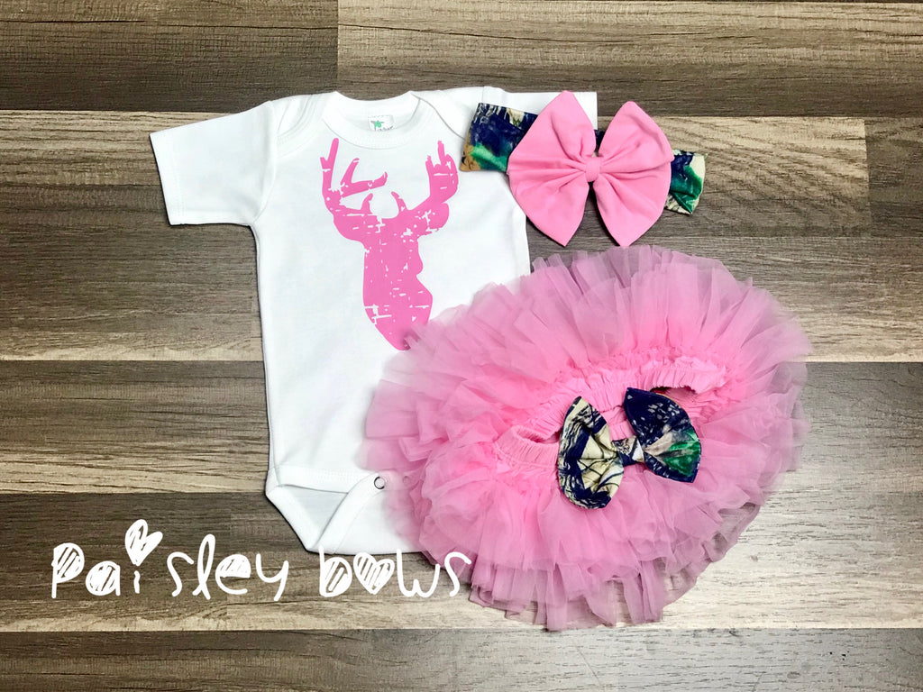 Pink Deer Outfit - Paisley Bows