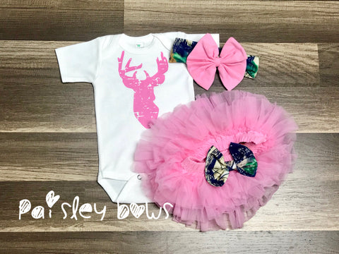 Pink Deer Outfit - Paisley Bows