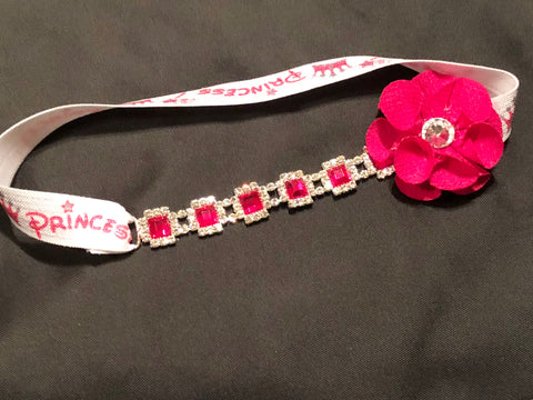 Pink Princess Rhinestone Headband - Paisley Bows