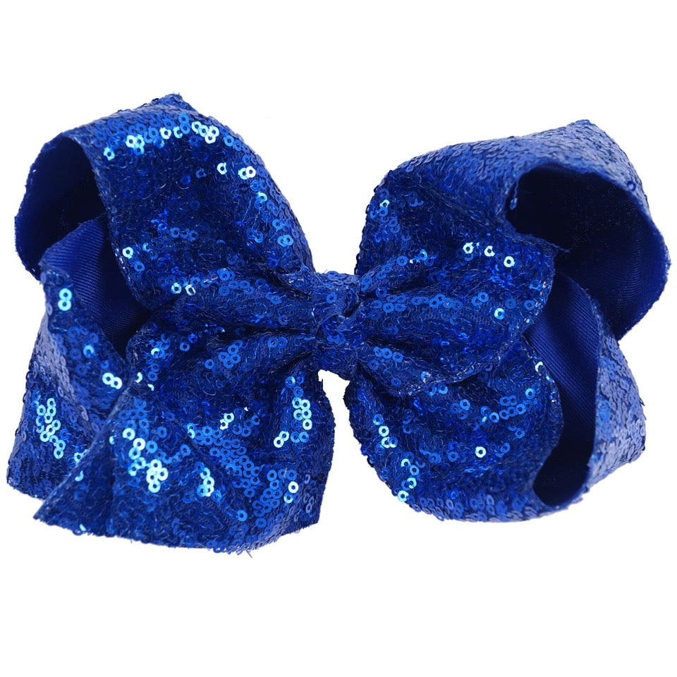 Blue Sequin Hair Bow - Paisley Bows