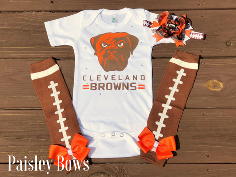 Browns Football Outfit - Paisley Bows