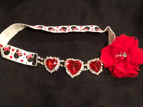 Red Rhinestone Heart Minnie Mouse Headband - Paisley Bows
