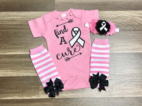 Find A Cure Pearl Ribbon - Paisley Bows