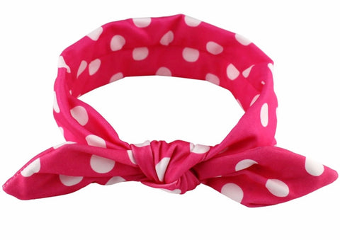 Hot Pink And White Top Knot Headband - Paisley Bows
