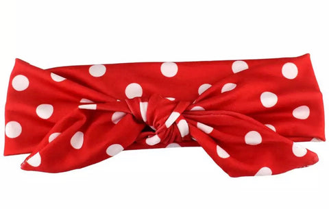 Red And White Top Knot Headband - Paisley Bows