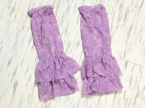 Lavender lace leg warmers - Paisley Bows