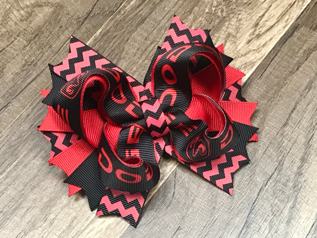 Black And Red Dodge Bow Or Headband - Paisley Bows