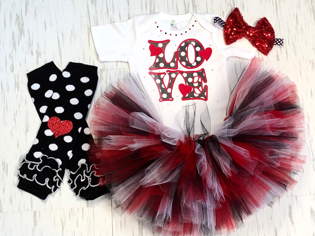 Black And White Love Tutu Outfit - Paisley Bows