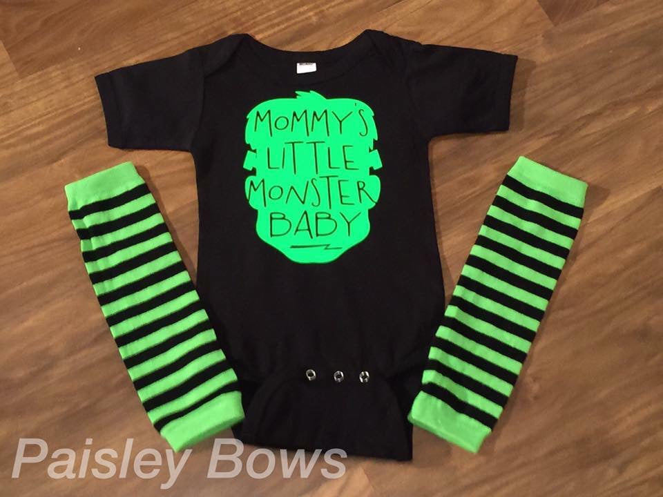 Mommy’s Little Monster Baby - Paisley Bows