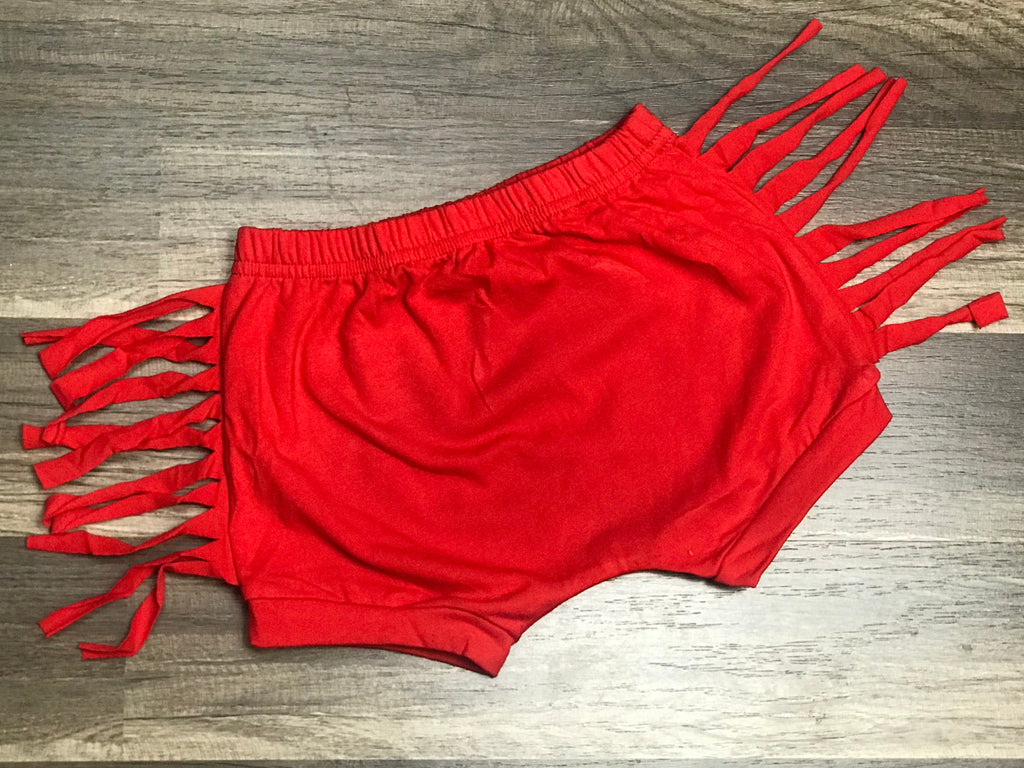 Red Fringe Shorts - Paisley Bows